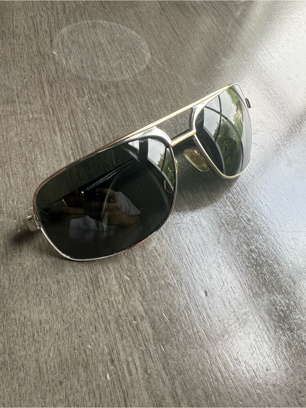 VTG Dolce & Gabbana DG 2049 265/31 Aviator Sunglasses Silver Gold Metal 62mm